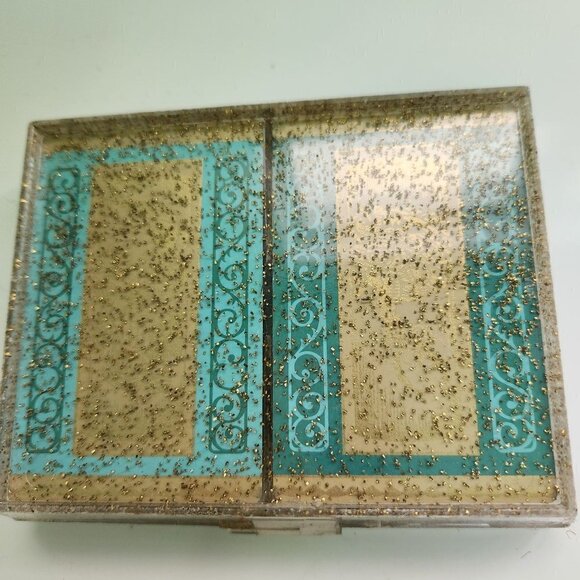 Vintage Flamenco Bullfighter Golden Turquoise MCM Playing Cards Original Case - Picture 5 of 5